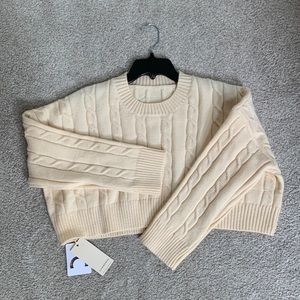 Creamy Latte Crop Pullover Sweater